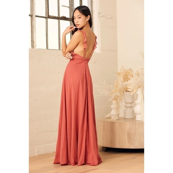 NWT Lulus Meteoric Rise Rusty Rose Maxi Dress M - Picture 3 of 10